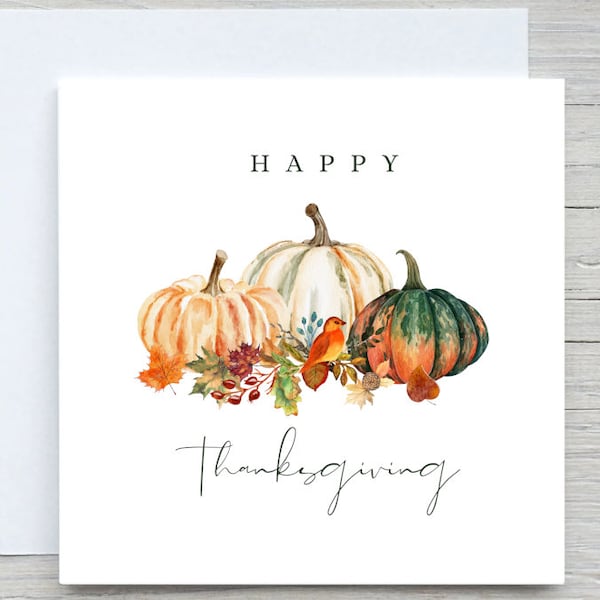 Carte de Thanksgiving, Happy Thanksgiving, cartes personnalisées, carte d'automne, carte personnalisée de citrouilles de Thanksgiving