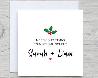 Gepersonaliseerde kerstkaart: speciaal stel, namen toevoegen