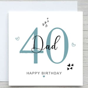 Gepersonaliseerde verjaardagskaart, vaders 40e verjaardagskaart, voor vader verjaardag, van zoon, van dochter, 40e verjaardagskaart