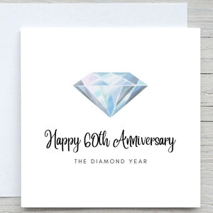 Carte d'anniversaire, carte d'anniversaire personnalisée, carte de 60 ans de mariage, anniversaire de diamant