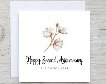 Personalized Cotton Anniversary Card: Second Anniversary