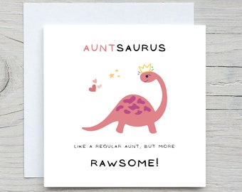Mothers day card, Aunt Mothers day card, Card for Aunt, Auntsaurus personalised card for Aunt, Mothers day gift for aunt