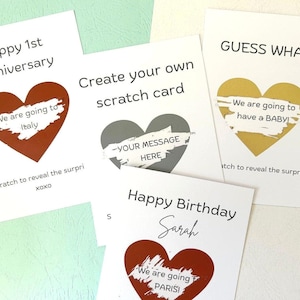 Tarjeta sorpresa personalizada para rascar: mensaje revelador personalizado