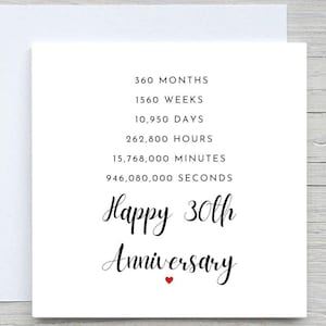 30th Anniversary Card, Personalised anniversary card,  30 years married card, Pearl Anniversary