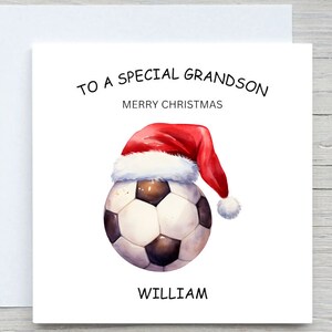 Personalisierte Kinder Weihnachtskarte, Fußball Fußballkarte, Namen hinzufügen Karte, von Oma, von Tante, für Enkelkarte, benutzerdefinierte Karte für Kinder