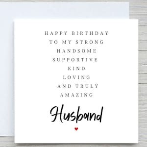 Tarjeta de cumpleaños dulce para el esposo, tarjeta de cumpleaños personalizada para el esposo, tarjeta de cumpleaños para el esposo, de la esposa, linda, para él, tarjeta con poema