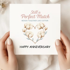 Biglietto di anniversario, biglietto di anniversario personalizzato, biglietto del secondo anniversario, anniversario di cotone, 2 anni di anniversario di matrimonio