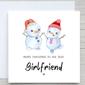 Gepersonaliseerde kerstkaart, vriendin-kerstkaart, romantische kerstkaart, voor hem, voor vriendin, sneeuwpopkaart