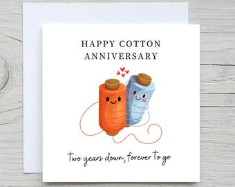 Personalized Cotton Anniversary Card: 2nd Anniversary