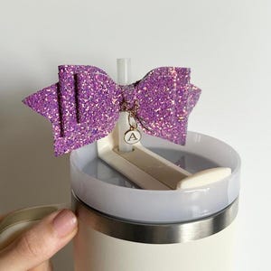 Custom Glitter Stanley Straw Bow: Personalized Tumbler Accessory