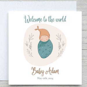 Personalized New Baby Card: Welcome to the World Congratulations