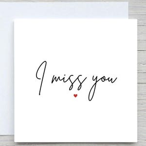 I miss you card, romantic card, love card, long distance card, I miss u, for him, for her