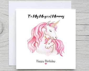 Birthday Card, Love card, Magical Mom, for mom birthday card, mother birthday, unicorn card for mom