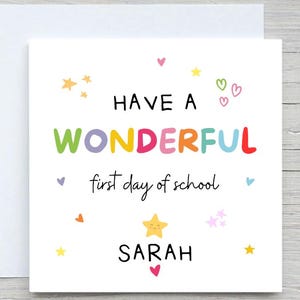 Carte personnalisée pour la rentrée, Bonne chance pour la nouvelle école, Carte pour la rentrée, Bonne chance, Bonne rentrée, Ajouter une carte de visite