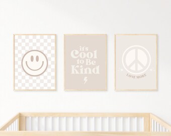 Digital Prints Wall Art SMILEY FACE Check Downloadable Print, Kids Wall art, Boho Kids Room, Boho Wall Art, Printable 8x10, 11x14, A3, A4