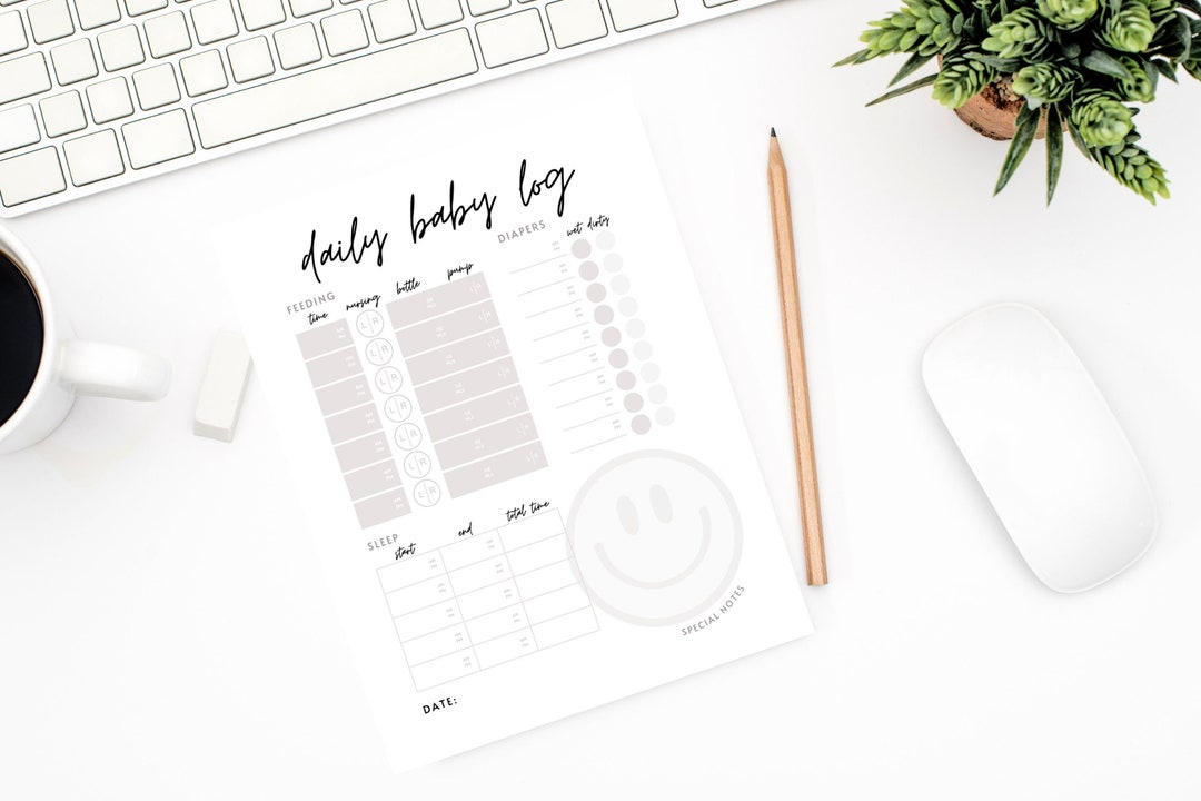 Digital Print Download Daily Baby Log, Baby Feeding Tracker, Baby ...
