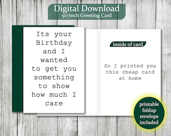 Funny Happy Birthday Card, Printable Birthday Card Sarcastic Birthday, Printable Envelope Template, 21st birthday card, best friend birthday