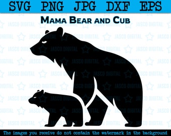 Mama Bär Png Eps Dateien, Bärenfamilie Cricut, 2 Jungtiere, Bär Mama, Mama Baby Bär, Silhouette, Baby Bär, Mutter Bär svg