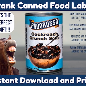 Prank Canned Food Label, Prank Gift, Office Prank, Gag Gift, April Fools, Can of Worms Prank, prank package, prank mail, white elephant gift