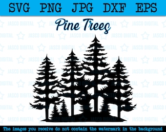 Forest Silhouette Svg, Pine tree svg,  Tree line silhouette, Evergreen tree svg, Pine tree Cricut, Pine tree clipart, Pine fir tree cutfile