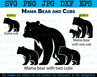 Mama Bär SVG Png Eps, Bärenfamilie Cricut, 2 Jungtiere, Bär Mama, Mama Baby Bär, Bär Silhouette, Baby Bär svg, Mutter Bär svg