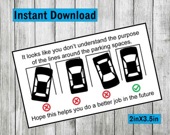 Bad Parking cards, you park like a jerk cards, fake parking ticket, you park like an idiot, novelty, funny, gag  digital download instant