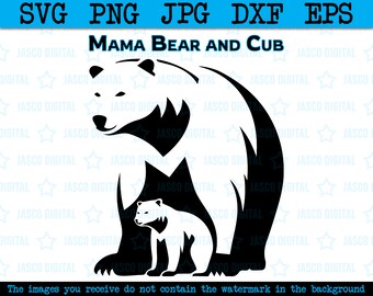 Mamá Oso Polar Svg Archivos Png, Oso familia Cricut, 1 cachorro Svg, Oso Mamá Svg, Mamá Bebé Oso Svg, Silueta, bebé oso svg, madre oso svg