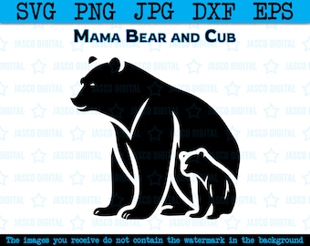 Mama Bär Png Eps Dateien, Bärenfamilie Cricut, 2 Jungtiere, Bär Mama, Mama Baby Bär, Silhouette, Baby Bär, Mutter Bär svg