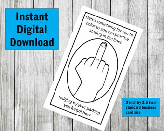 Slechte parkeerkaarten | je parkeert als een eikel | valse parkeerkaart | middelvinger parkeerkaart | nieuwigheid, grappig, gag digitale download instant