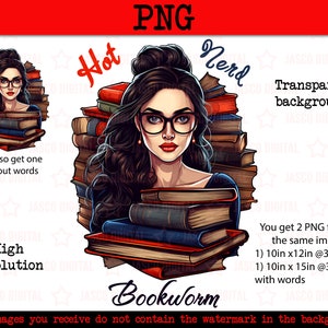 Hot Nerd Bookworm png, Just a Girl Who Loves Books Svg, Bookish vibes SVG, Hot bibliothecaris SVG, Girl reading clip art, boek minnaar sublimatie