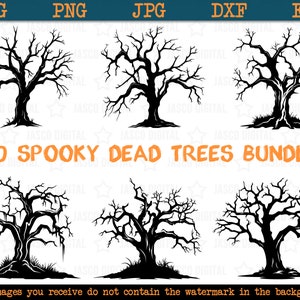 Dead Trees bundle SVG, spooky tree silhouette, Halloween tree svg, dead tree cut file, bare tree svg, Halloween bundle svg, scary trees svg