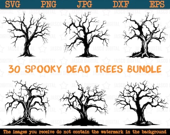Dead Trees bundle SVG, spooky tree silhouette, Halloween tree svg, dead tree cut file, bare tree svg, Halloween bundle svg, scary trees svg