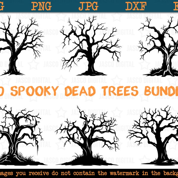 Dead Trees bundle SVG, spooky tree silhouette, Halloween tree svg, dead tree cut file, bare tree svg, Halloween bundle svg, scary trees svg
