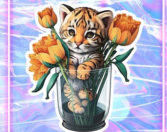 Tiger Lily Decal Flower Decal Flower Lover Decal Laptop Sticker Water Bottles Sticker Flower sticker  cute decal Flower Decal cute sticker