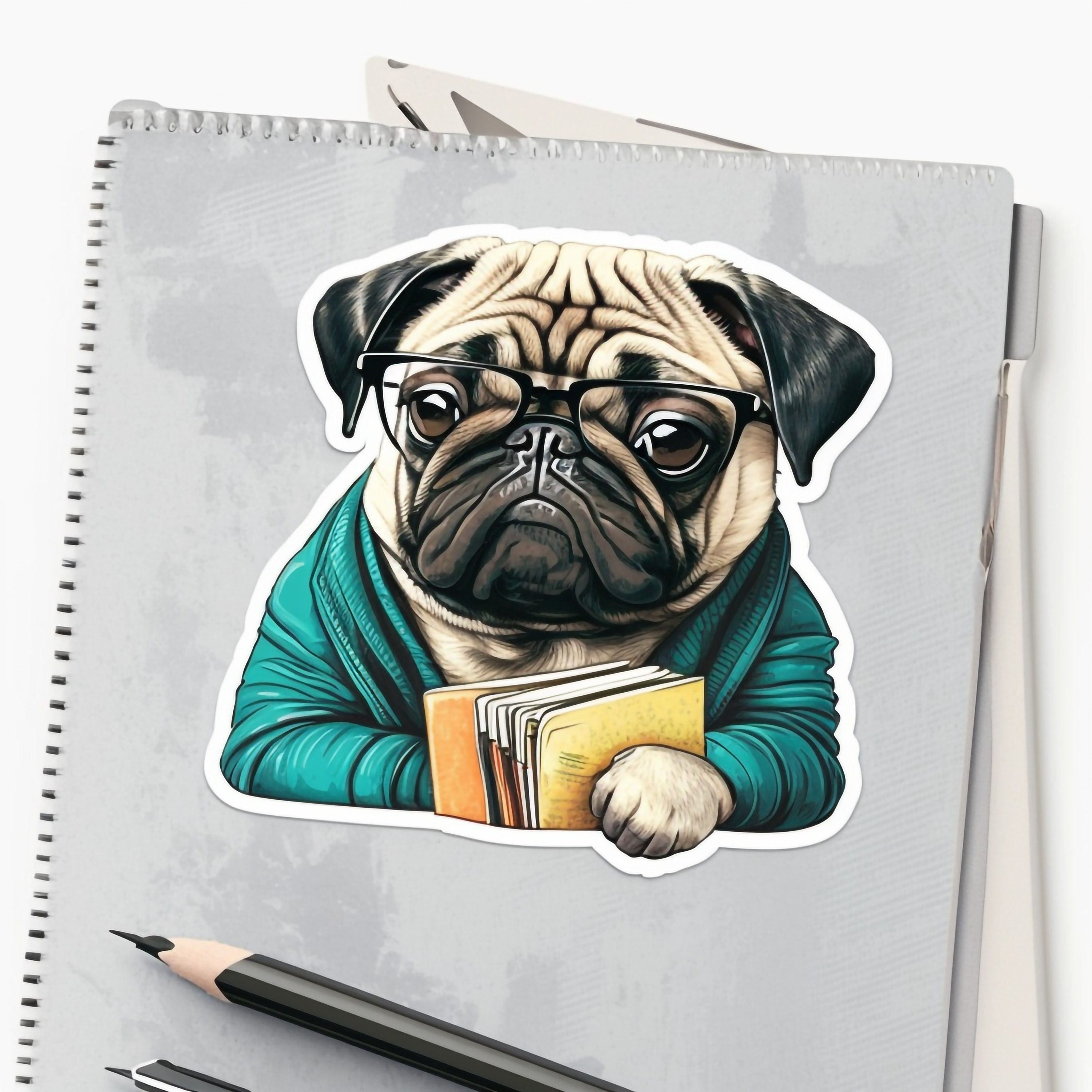 Pug Vinyl Decal for Dog Lover Decal Laptop Sticker Water Bottles ...
