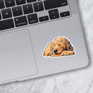 Sticker griffonnage doré faisant la sieste Sticker en vinyle pour ordinateurs portables et bouteilles d'eau