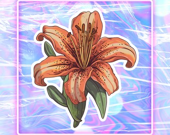 Tiger Lily Decal Flower Decal Flower Lover Decal Laptop Sticker Water Bottles Sticker Flower sticker Flower Decal laptop decal