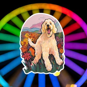 Golden Doodle Aufkleber für Laptops und Wasserflaschen Vinyl Aufkleber