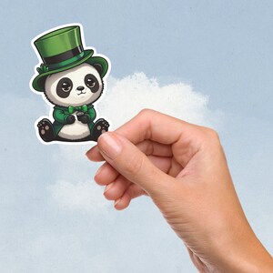 Calcomanías de panda kawaii, decoraciones únicas para el Día de San Patricio para planificadores y diarios, botellas de agua, calcomanías para computadora portátil