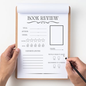 Book Review Printable/Digital PDF Template | Book Journal | Book Club Sheet | 8.5 x 11 | 5 x 7|