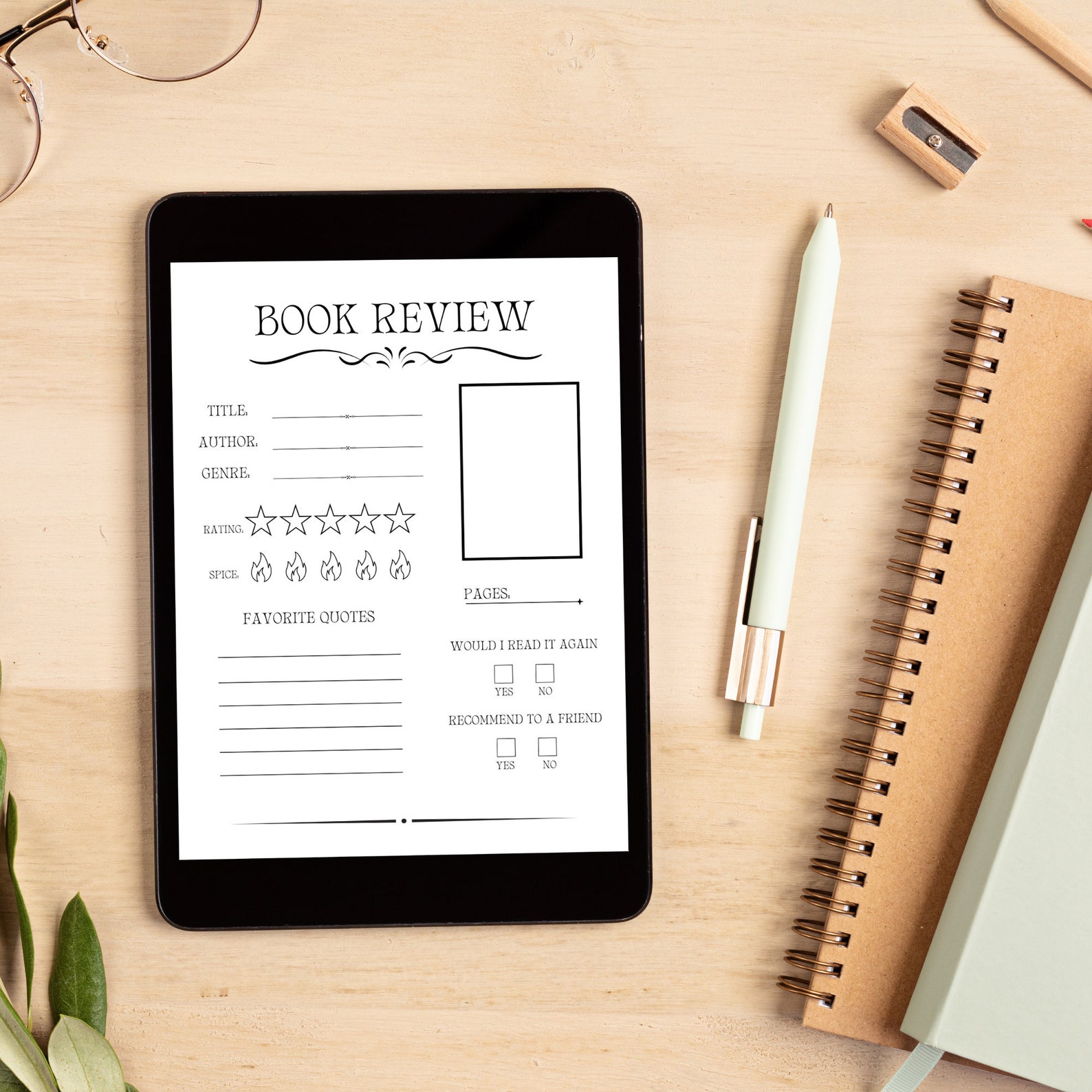 Printable Book Review Template: Book Club Journal (digital PDF) - Etsy