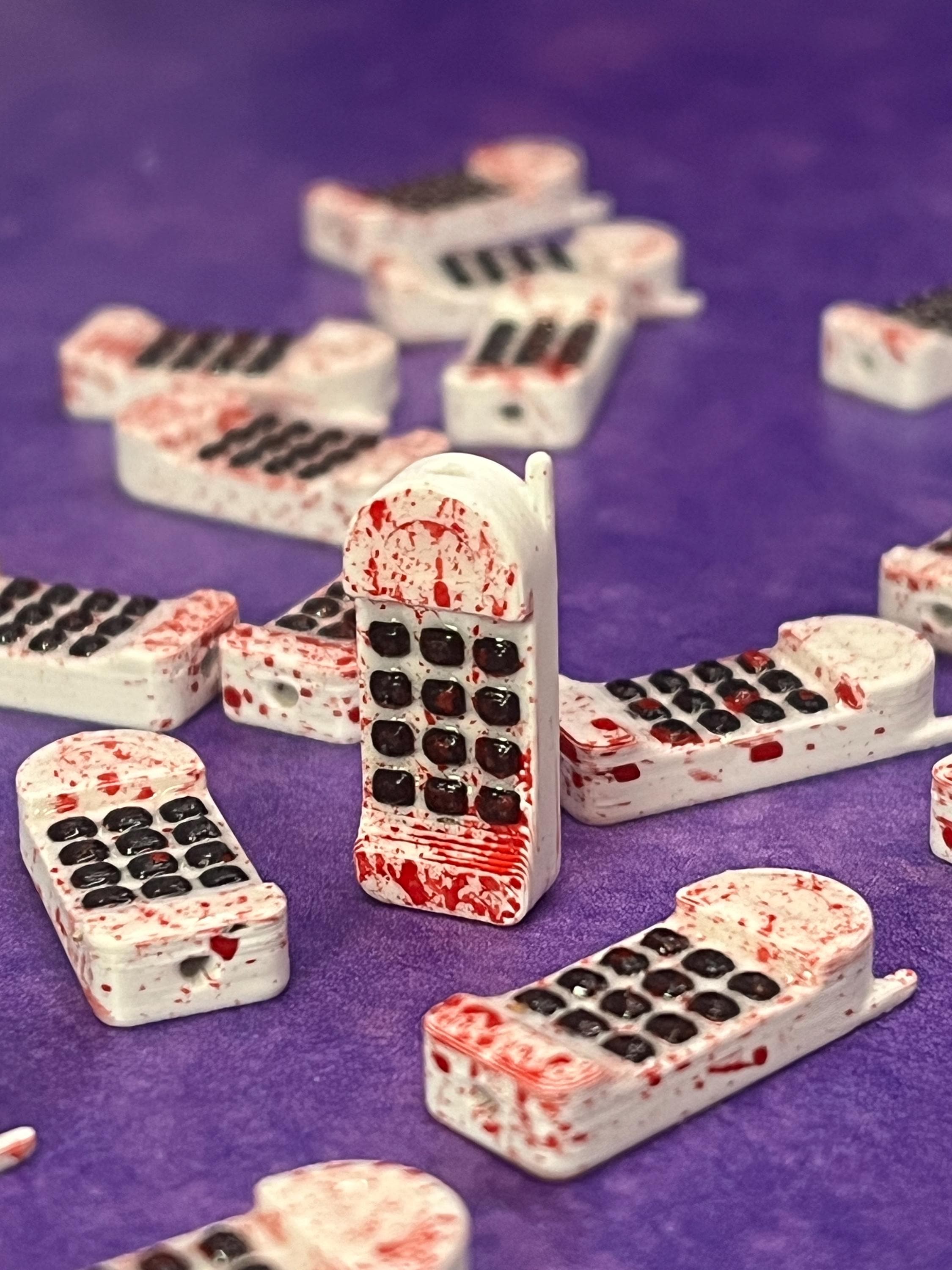 Horror Movie Telephone Beads, Slasher Flick Beads, Blood Splatter Beads, Spooky Halloween Beads, Unique Beads