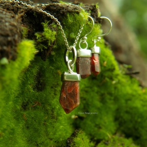 Red Zircon raw crystal Fairytale inspired fantasy necklace, handmade from 925 silver