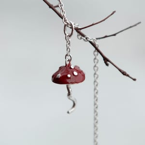 Bewitching Toadstool Mushroom necklace pendant &quot;Flugsvamp&quot;, handmade from 925 silver perfect for halloween