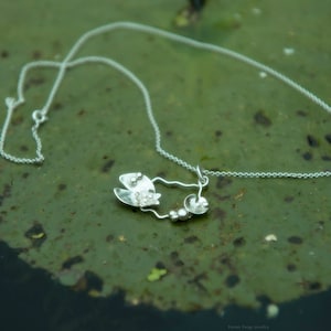 Ethereal Lily Pad necklace pendant "Näckros", handmade from sterling silver, taken straight out of a fairytale