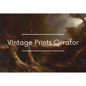 Paysage de scène de forêt sombre, impression de peinture à l&#39;huile vintage, art imprimable antique