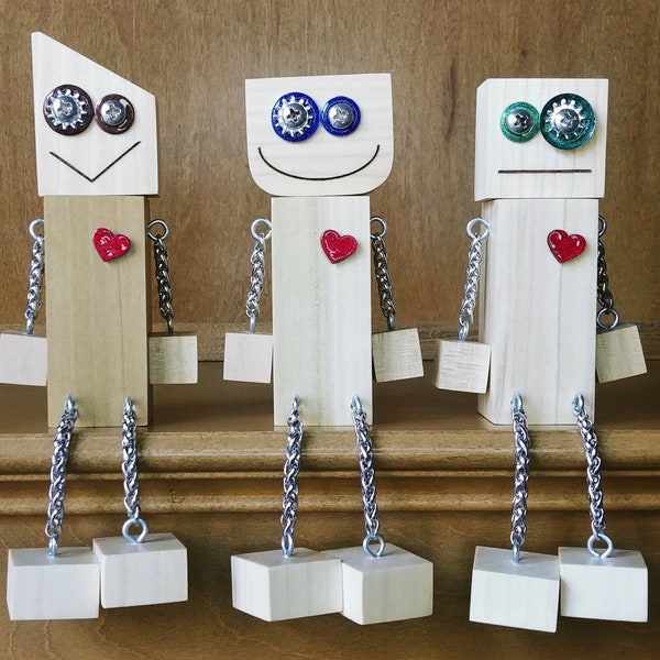 Wooden Robot Toys - Handmade Fun! - Set of 3 - Minerd Design