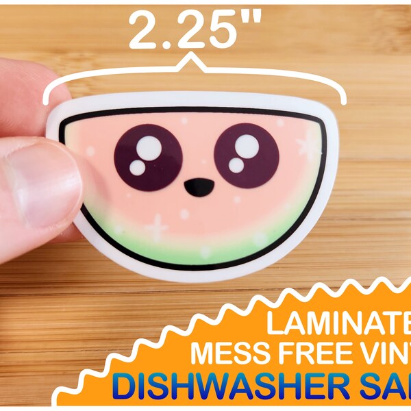 Adorable Sour Watermelon Vinyl Sticker | Dishwasher-Safe | Laminated | Die cut