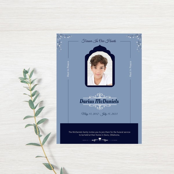 Child's Funeral Program Template, Editable Memorial Service Template, Celebration of Life, Boy's Funeral, Memorial Service Brochure