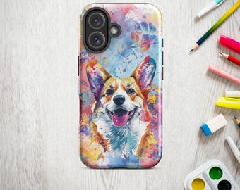 Corgi Watercolor iPhone Case, Dog Art, Protective Phone Cover